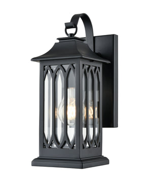 Mallorey Outdoor Wall Sconce - Powder Coated Black - Clear Glass - 6.76in. Extension - E26 Medium Base