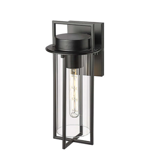 Wall Sconces Russell Outdoor Wall Sconce - Powder Coated Black - Clear Glass - 6.875in. Extension - E26 Medium Base