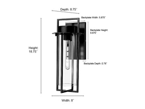 Wall Sconces Russell Outdoor Wall Sconce - Powder Coated Black - Clear Glass - 8.75in. Extension - E26 Medium Base