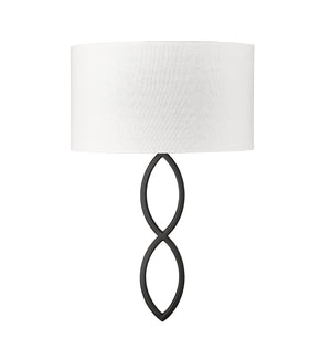 Wall Sconces Rylee Wall Sconce - Matte Black - White Linen Shade - 6.37in. Extension - E26 Medium Base