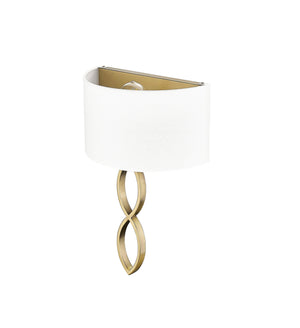 Wall Sconces Rylee Wall Sconce - Vintage Brass -  White Linen Shade - 6.37in. Extension - E26 Medium Base