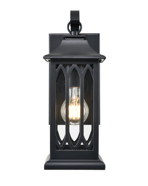 Mallorey Outdoor Wall Sconce - Powder Coated Black - Clear Glass - 6.76in. Extension - E26 Medium Base