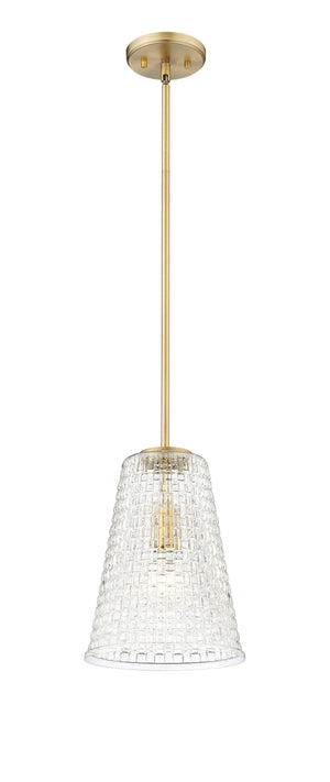 Pendant Fixtures Saben Pendant - Vintage Brass - Clear Woven Lattice Glass - 9.1in. Diameter - E26 Medium Base