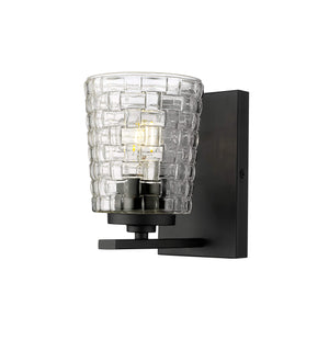 Wall Sconces Saben Wall Sconce - Matte Black - Clear Woven Lattice Glass - 6.5in. Extension - E26 Medium Base