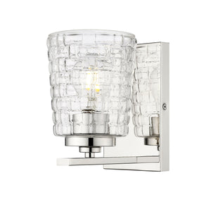 Wall Sconces Saben Wall Sconce - Polished Nickel - Clear Woven Lattice Glass - 6.5in. Extension - E26 Medium Base