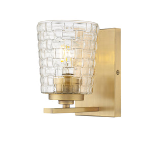 Wall Sconces Saben Wall Sconce - Vintage Brass - Clear Woven Lattice Glass - 6.5in. Extension - E26 Medium Base