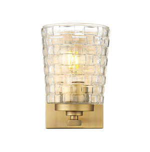 Wall Sconces Saben Wall Sconce - Vintage Brass - Clear Woven Lattice Glass - 6.5in. Extension - E26 Medium Base