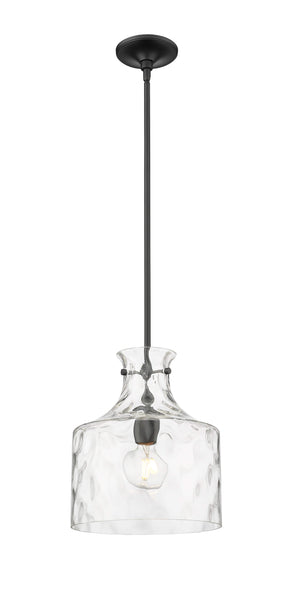 Pendant Fixtures Santorini Pendant - Matte Black - Water Glass - 11in. Diameter - E26 Medium Base