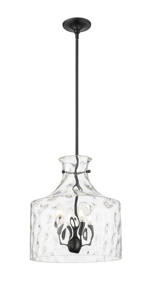 Pendant Fixtures Santorini Pendant - Matte Black - Water Glass - 15in. Diameter - E12 Candelabra Base