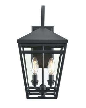 Wall Sconces Seager Outdoor Wall Sconce - Textured Black - Clear Glass - 10in. Extension - E12 Candelabra Base