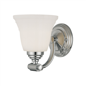 Wall Sconces Single Lamp Wall Sconce - Chrome - Etched White Glass - 7.5in. Extension - E26 Medium Base