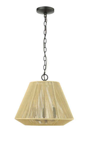 Pendant Fixtures Sterling Pendant - Matte Black - Cotton Twine Shade - 16.4in. Diameter - E12 Candelabra Base