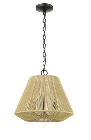 Pendant Fixtures Sterling Pendant - Matte Black - Cotton Twine Shade - 16.4in. Diameter - E12 Candelabra Base