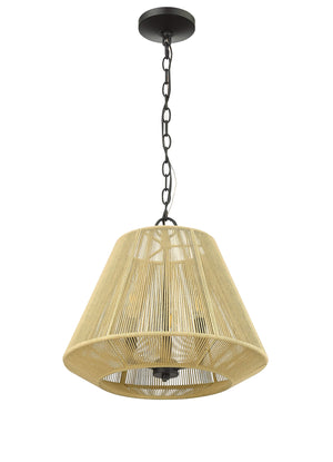 Pendant Fixtures Sterling Pendant - Matte Black - Cotton Twine Shade - 16.4in. Diameter - E12 Candelabra Base