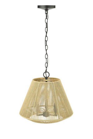 Pendant Fixtures Sterling Pendant - Matte Black - Cotton Twine Shade - 16.4in. Diameter - E12 Candelabra Base