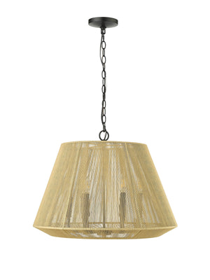 Pendant Fixtures Sterling Pendant - Matte Black - Cotton Twine Shade - 24.3in. Diameter - E12 Candelabra Base