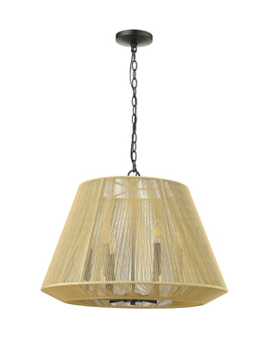 Pendant Fixtures Sterling Pendant - Matte Black - Cotton Twine Shade - 24.3in. Diameter - E12 Candelabra Base