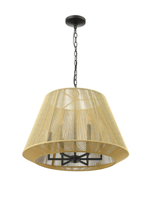 Pendant Fixtures Sterling Pendant - Matte Black - Cotton Twine Shade - 24.3in. Diameter - E12 Candelabra Base