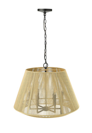 Pendant Fixtures Sterling Pendant - Matte Black - Cotton Twine Shade - 24.3in. Diameter - E12 Candelabra Base