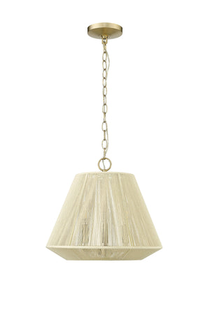 Pendant Fixtures Sterling Pendant - Modern Gold - Cotton Twine Shade - 16.4in. Diameter - E12 Candelabra Base