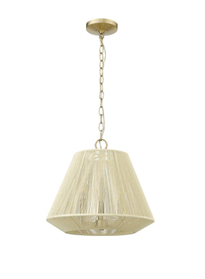 Pendant Fixtures Sterling Pendant - Modern Gold - Cotton Twine Shade - 16.4in. Diameter - E12 Candelabra Base