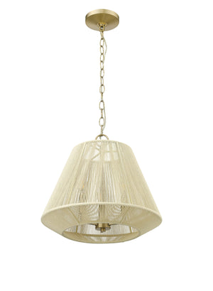 Pendant Fixtures Sterling Pendant - Modern Gold - Cotton Twine Shade - 16.4in. Diameter - E12 Candelabra Base