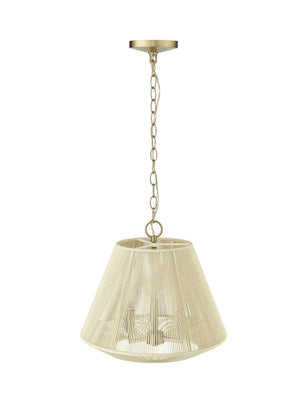 Pendant Fixtures Sterling Pendant - Modern Gold - Cotton Twine Shade - 16.4in. Diameter - E12 Candelabra Base