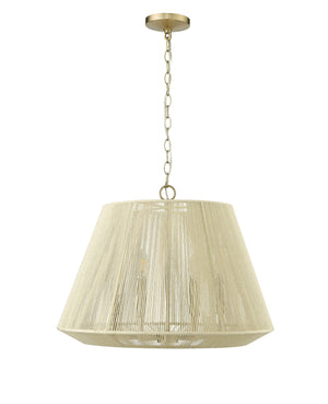 Pendant Fixtures Sterling Pendant - Modern Gold - Cotton Twine Shade - 24.3in. Diameter - E12 Candelabra Base