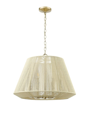 Pendant Fixtures Sterling Pendant - Modern Gold - Cotton Twine Shade - 24.3in. Diameter - E12 Candelabra Base