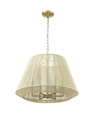 Pendant Fixtures Sterling Pendant - Modern Gold - Cotton Twine Shade - 24.3in. Diameter - E12 Candelabra Base