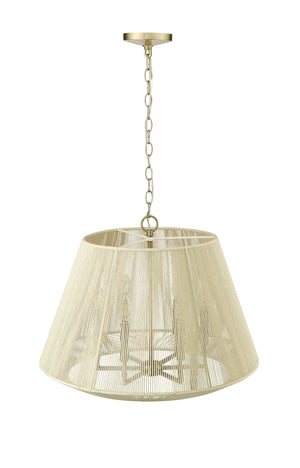 Pendant Fixtures Sterling Pendant - Modern Gold - Cotton Twine Shade - 24.3in. Diameter - E12 Candelabra Base