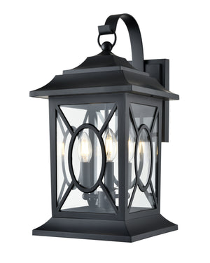 Allbert Outdoor Wall Sconce - Powder Coated Black - Clear Glass - 12.76in. Extension - E12 Candelabra Base