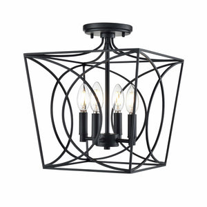 Flush Mounts Tracy Semi-Flush Mount Fixture - Matte Black - 12in. Diameter - E12 Candelabra Base