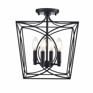 Flush Mounts Tracy Semi-Flush Mount Fixture - Matte Black - 12in. Diameter - E12 Candelabra Base