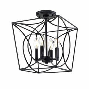 Flush Mounts Tracy Semi-Flush Mount Fixture - Matte Black - 12in. Diameter - E12 Candelabra Base