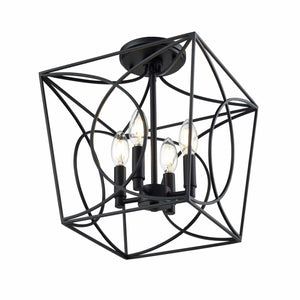 Flush Mounts Tracy Semi-Flush Mount Fixture - Matte Black - 12in. Diameter - E12 Candelabra Base