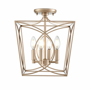 Flush Mounts Tracy Semi-Flush Mount Fixture - Painted Modern Gold - 12in. Diameter - E12 Candelabra Base