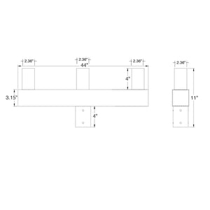 Pole Mounting Accessories Triple 180 Degree Square Vertical Tenon Adapter, Bronze