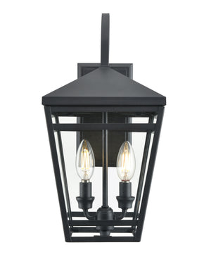 Seager Outdoor Wall Sconce - Textured Black - Clear Glass - 10in. Extension - E12 Candelabra Base