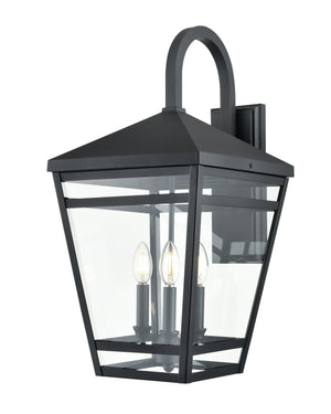 Seager Outdoor Wall Sconce - Textured Black - Clear Glass - 14.75in. Extension - E12 Candelabra Base