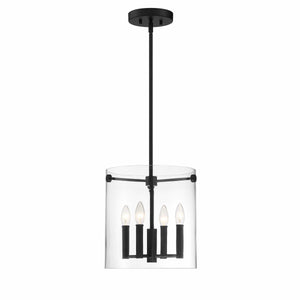 Pendant Fixtures Vissi Pendant - Matte Black - Clear Glass - 11.75in. Diameter - E12 Candelabra Base