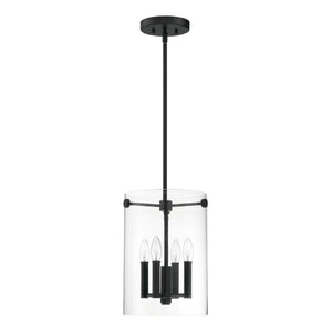 Pendant Fixtures Vissi Pendant - Matte Black - Clear Glass - 9.88in. Diameter - E12 Candelabra Base