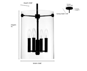 Pendant Fixtures Vissi Pendant - Matte Black - Clear Glass - 9.88in. Diameter - E12 Candelabra Base