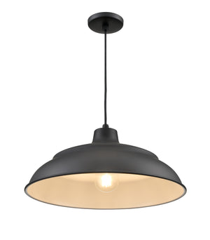 R Series Aluminum Warehouse Pendant - Satin Black - 20in. Diameter - E26 Medium Base