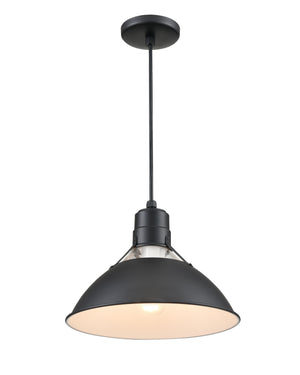 R Series Glass Cone Pendant - Satin Black - 13in. Diameter - E26 Medium Base