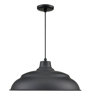 R Series Aluminum Warehouse Pendant - Satin Black - 20in. Diameter - E26 Medium Base