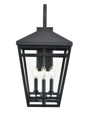 Seager Outdoor Wall Sconce - Textured Black - Clear Glass - 14.75in. Extension - E12 Candelabra Base