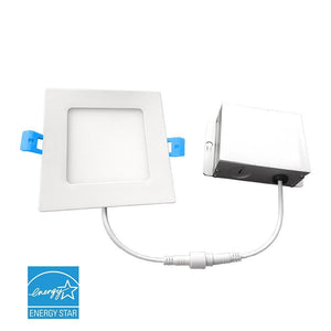 12W 6" Recessed Dimmable Square Slim LED Downlight - 120¡ Beam - 120V - CRI>80 - Junction Box - 900lm