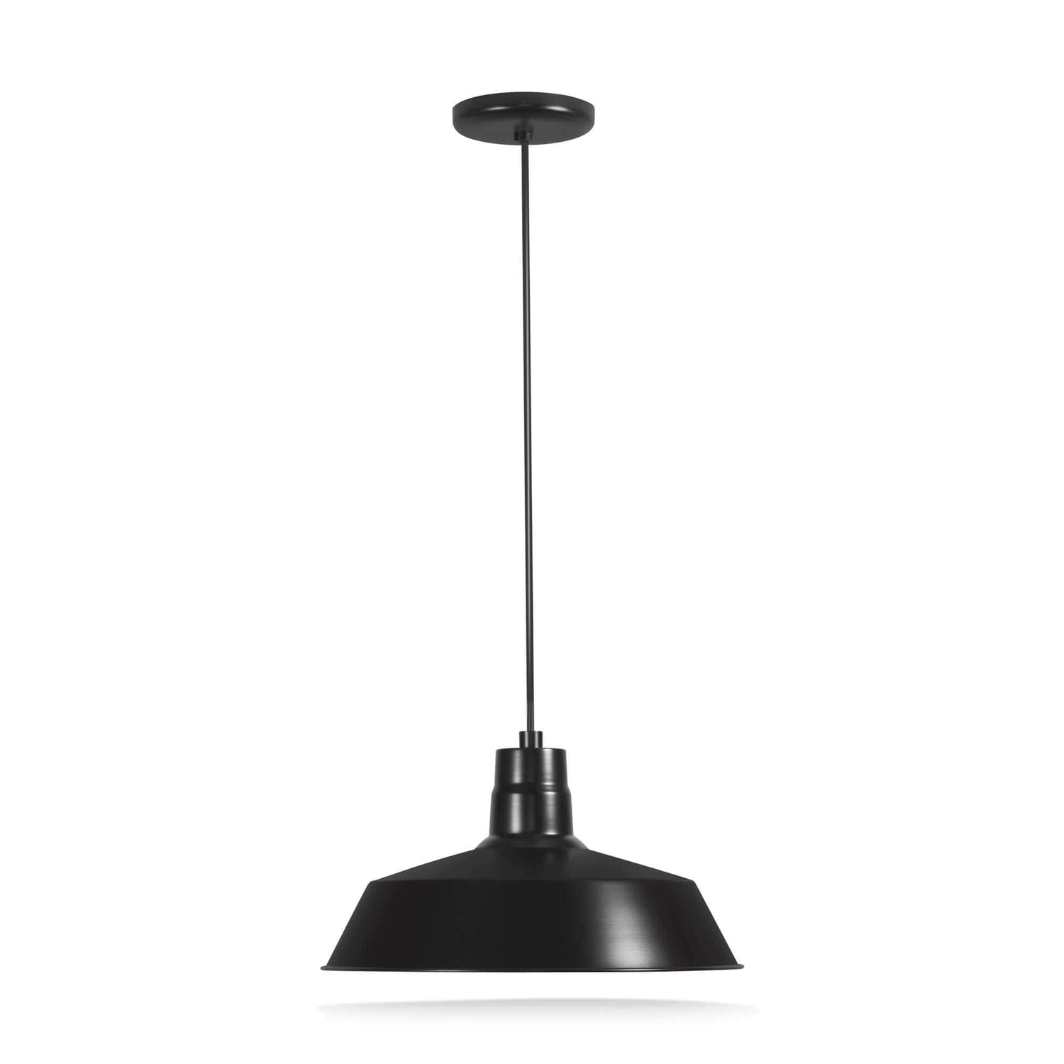 14'' Satin Black RLM Warehouse Cord Hung Barn Shade with Canopy