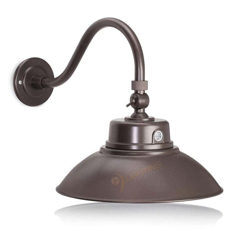 14in Integrated LED Gooseneck Barn Light Fixture With Adjustable Swivel  Head - Photocell - Bronze - Renewed